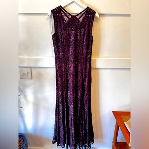 R&M Richards Purple Halter Maxi Gown